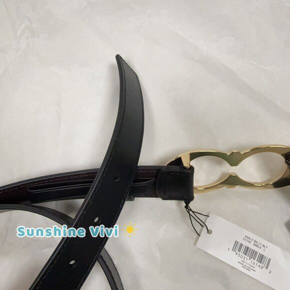 NEW Coach Signature Buckle Belt 25 mm MSRP $128 Gold Black Large - Picture 4 of 6